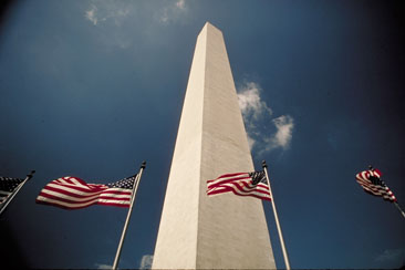 The Washington Monument with Flags